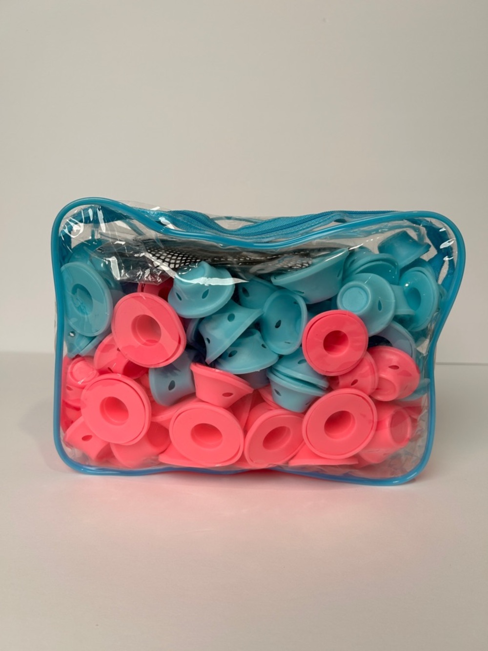 Silicone hair curlers with clear travel bag